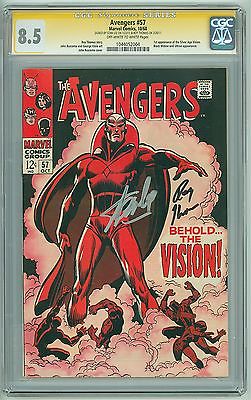 The Avengers # 57 CGC SS 8.5 VF+ KEY 1st Vision – Signed by STAN LEE, ROY THOMAS