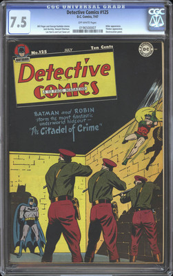 DETECTIVE COMICS #125 CGC VF 7.5 – Rare issue, one of the best – 1947