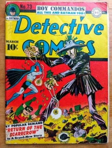 1943 Detective Comics #73 First Scarecrow Cover DC Batman and Robin