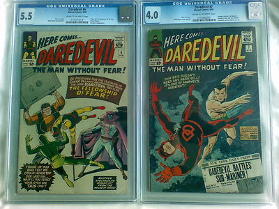 CGC X2 LOT= DAREDEVIL #6 + #7 (FIRST RED COSTUME) ~SEE MY OTHER ITEMS!~STAN LEE!