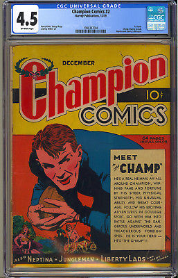 Champion Comics #2 (#1) Scarce First Issue Golden Age Harvey 1939 CGC 4.5
