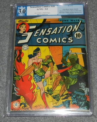 Sensation Comics 18 PGX 3.0 G/VG Golden Age DC 1943! Wonder Woman (like CGC)