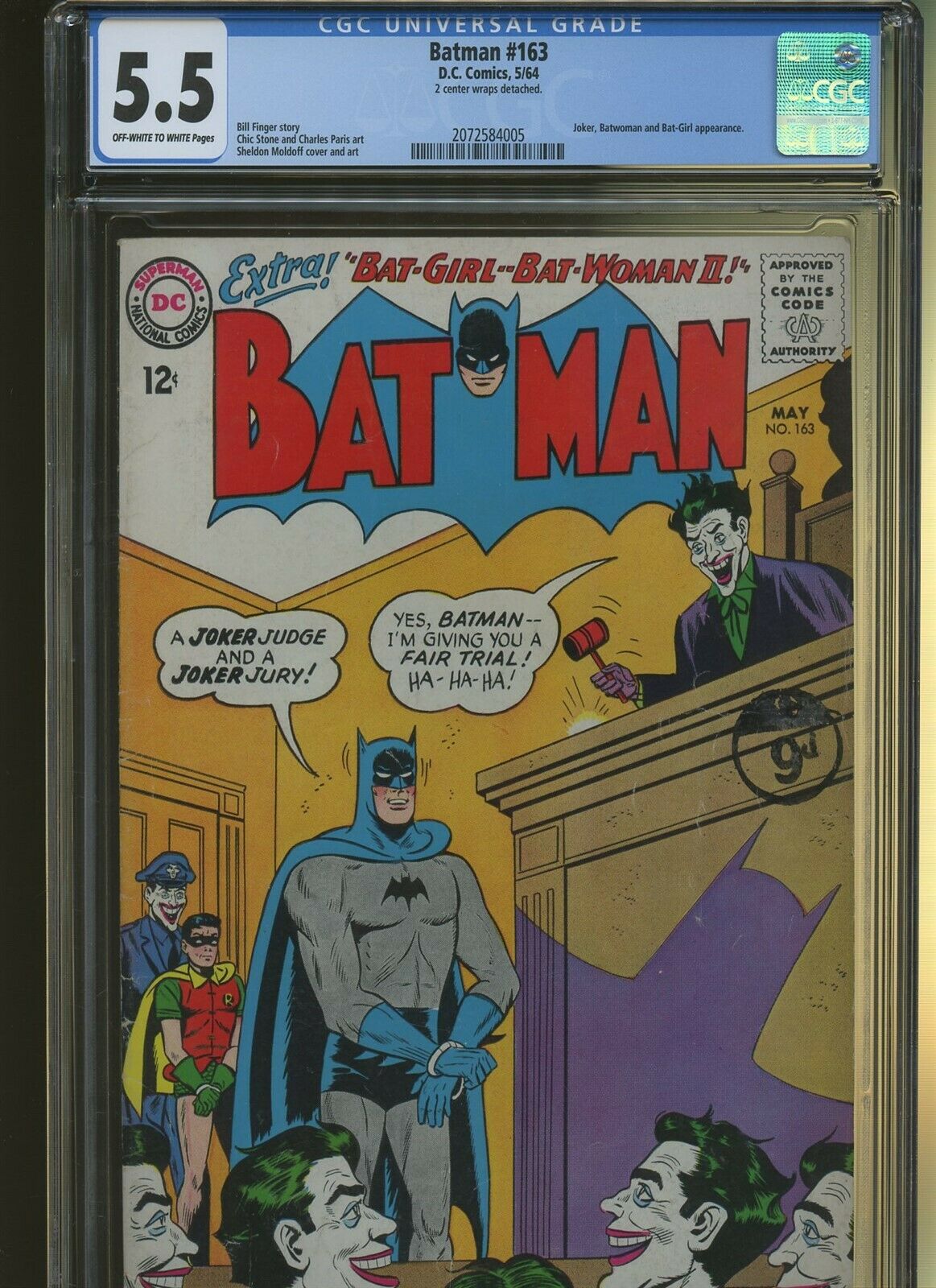 Batman 163 CGC 5.5 | DC 1964 | Joker, Batwoman, & Bat-Girl Appearance.