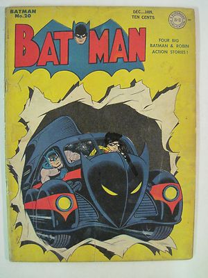 BATMAN #20 DEC. 1943 – JAN 1944 DC COMICS BATMOBILE COVER THE JOKER IN 1ST STORY