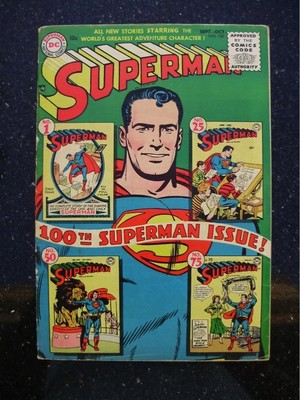 Superman #100 Comic Book Magazine 1955 FN KEY Anniversary Movie DC Golden Age