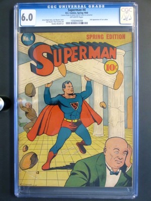 Superman #4 DC 1940 CGC 6.0 FN – 2nd mention Daily Planet – 2nd App Lex Luthor!