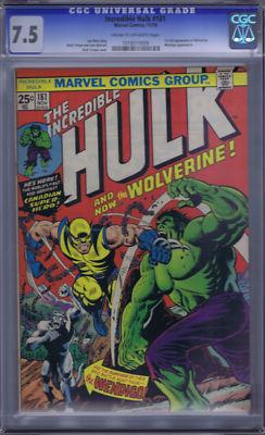 Incredible Hulk #181 Marvel 1974 1st app Wolverine CGC 7.5 (VERY FINE -).