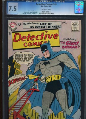DETECTIVE COMICS #243 CGC 7.5 GREAT GIANT BATMAN COVER WOW!!
