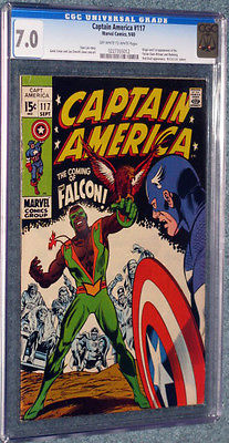 Captain America #117 CGC 7.0 OW-White pages!First Falcon!!!