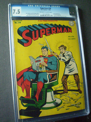 SUPERMAN # 38 CGC 7.5 12th Highest Graded (free shipping,tracking and insurance)