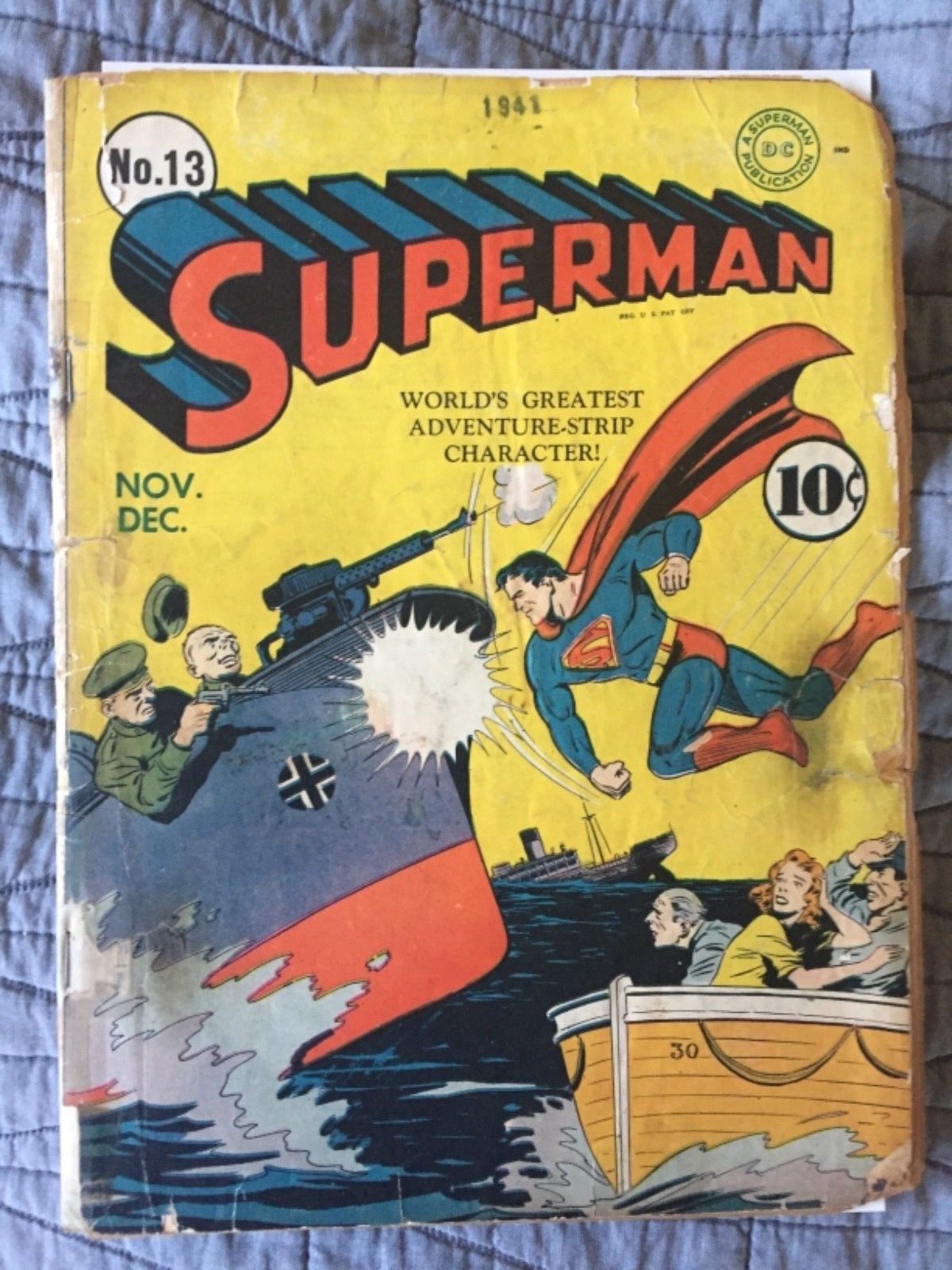 RARE 1941 GOLDEN AGE SUPERMAN #13 CLASSIC COVER COMPLETE WOW