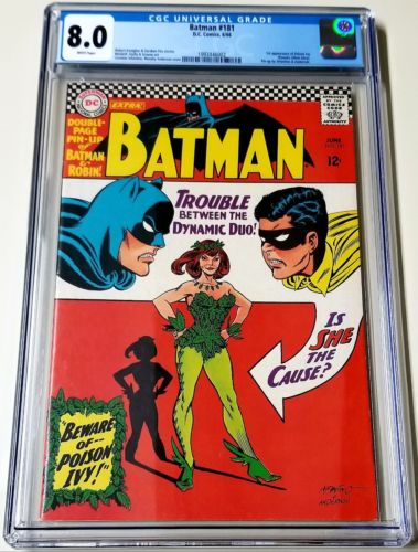 Batman 181 CGC 8.0 WHITE Pages 1st Appearance of Poison Ivy Pinup 1966 DC Comics