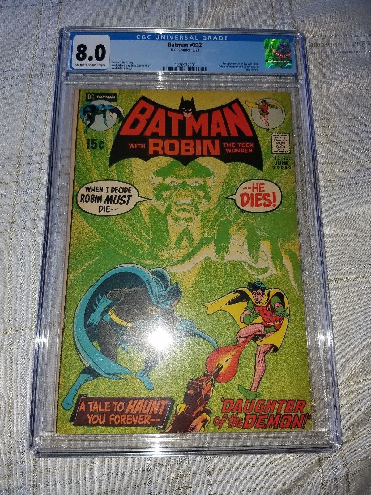 Batman # 232 CGC 8.0 OW/WHT (DC, 1971) 1st appearance Ra’s Al Ghul