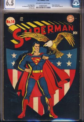 Superman #14 CGC 6.5 ow/white classic patriotic cover.