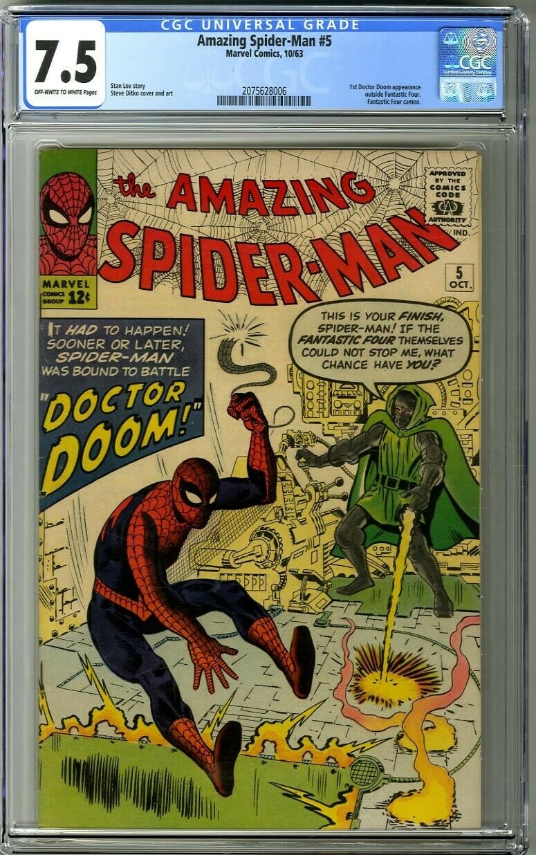 Amazing Spider-Man #5 (1963) CGC 7.5 OW to White Pages Doctor Doom appearance