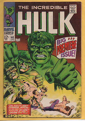 Incredible Hulk #102 Marvel Comics 1968 Premiere Issue! M. Severin FN
