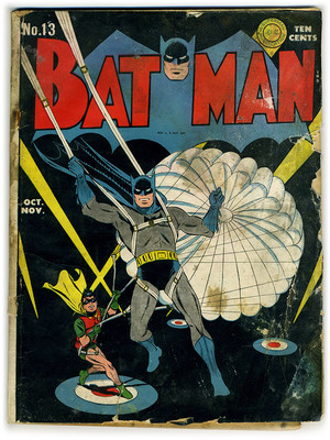 BATMAN #13, 1942! Early DC, WWII cover, Joker story, Kane/Robinson art, cheep!