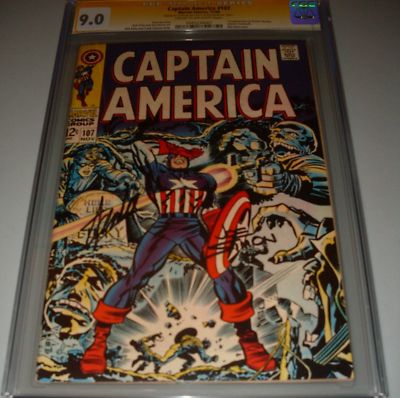 Captain America #107 CGC SS 9.0 SIGNED Stan Lee Joe Simon Marvel 1st Dr Faustus