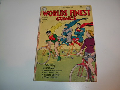 WORLD’S FINEST #54 – 1951 GOLDEN AGE DC COMIC BOOK – SUPERMAN & BATMAN VG+4.5)