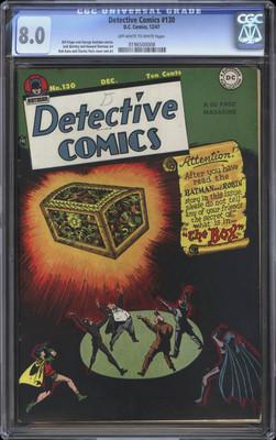 DETECTIVE COMICS #130 CGC VF 8.0 – RARE issue – 2nd Highest CGC grade – 1947